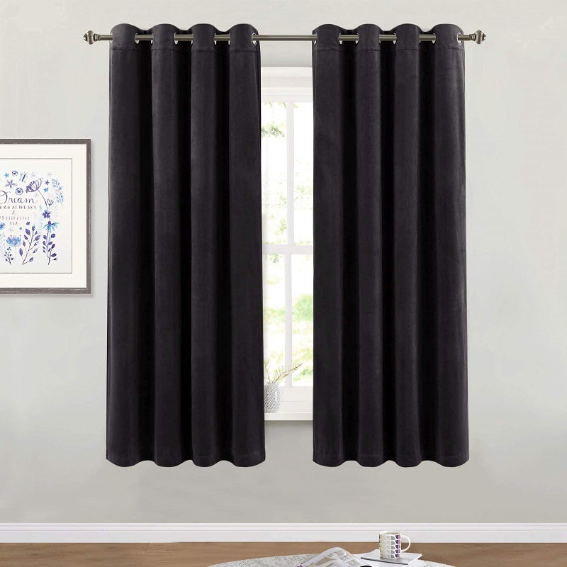 StangH Blackout Velvet Curtains for Bedroom - Super Soft Smooth Soundproof Velvet Drapes with Grommet Heat & Noise Reducing Window Covering for Study Room/Loft, W52 x L63, Black, 2 Pcs - Image 1